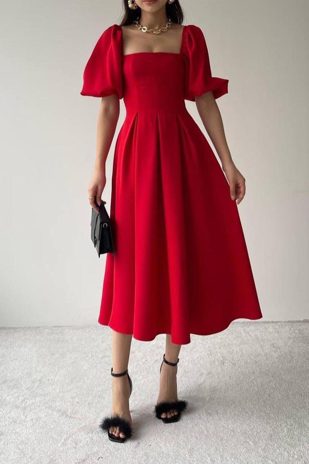 MATMAZEL UZUN BOY ELBİSE KIRMIZI