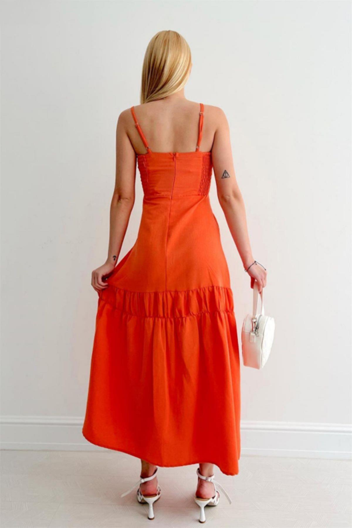 ПОДВЕСНОЕ ЛЬНЯНОЕ ПЛАТЬЕ С РУБАШКОЙ ПЕРЕДОМ