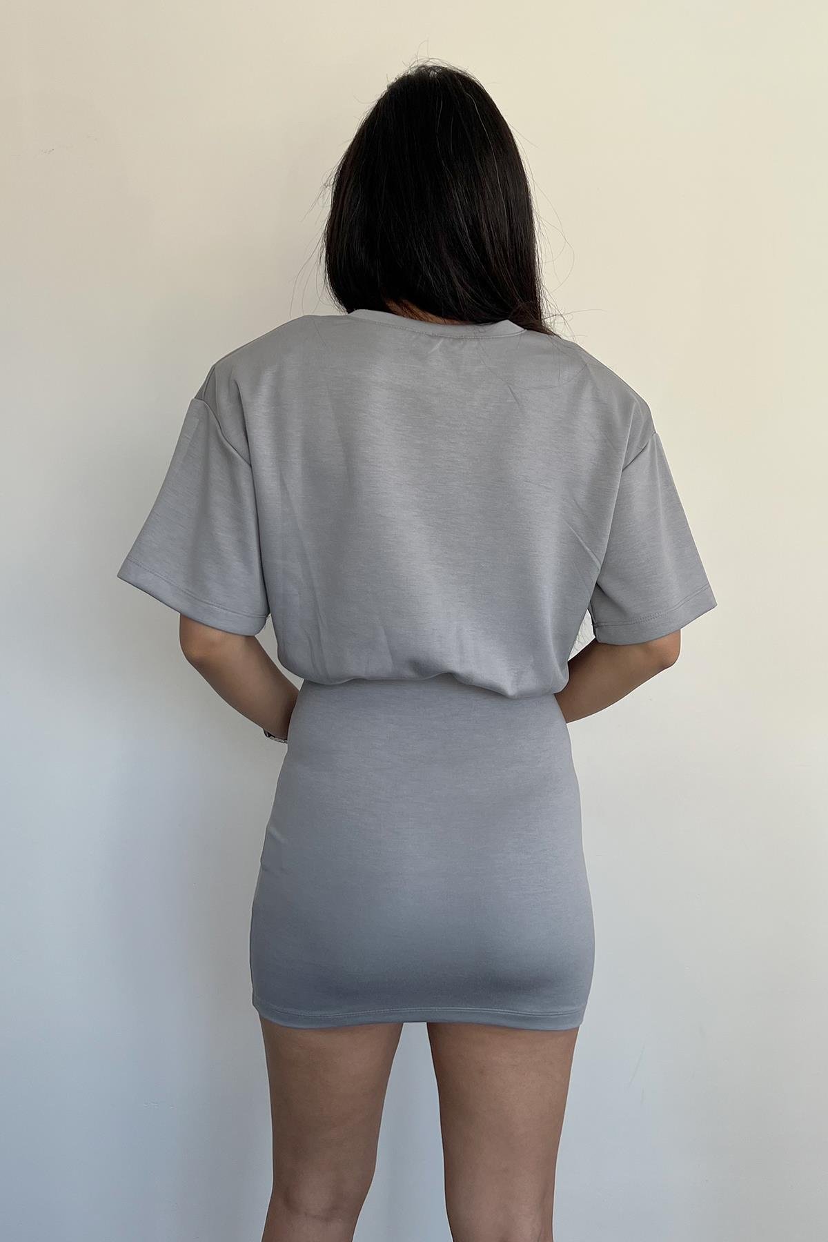 VATKALI MİNİ ELBİSE GRİ