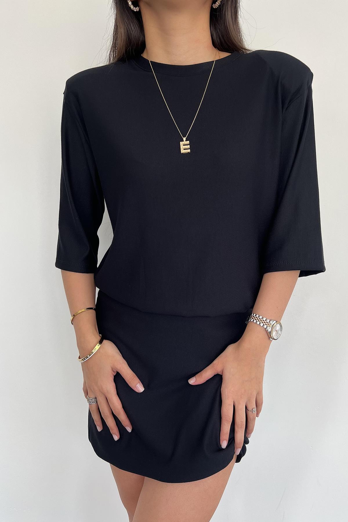 VATKALI MİNİ ELBİSE SİYAH