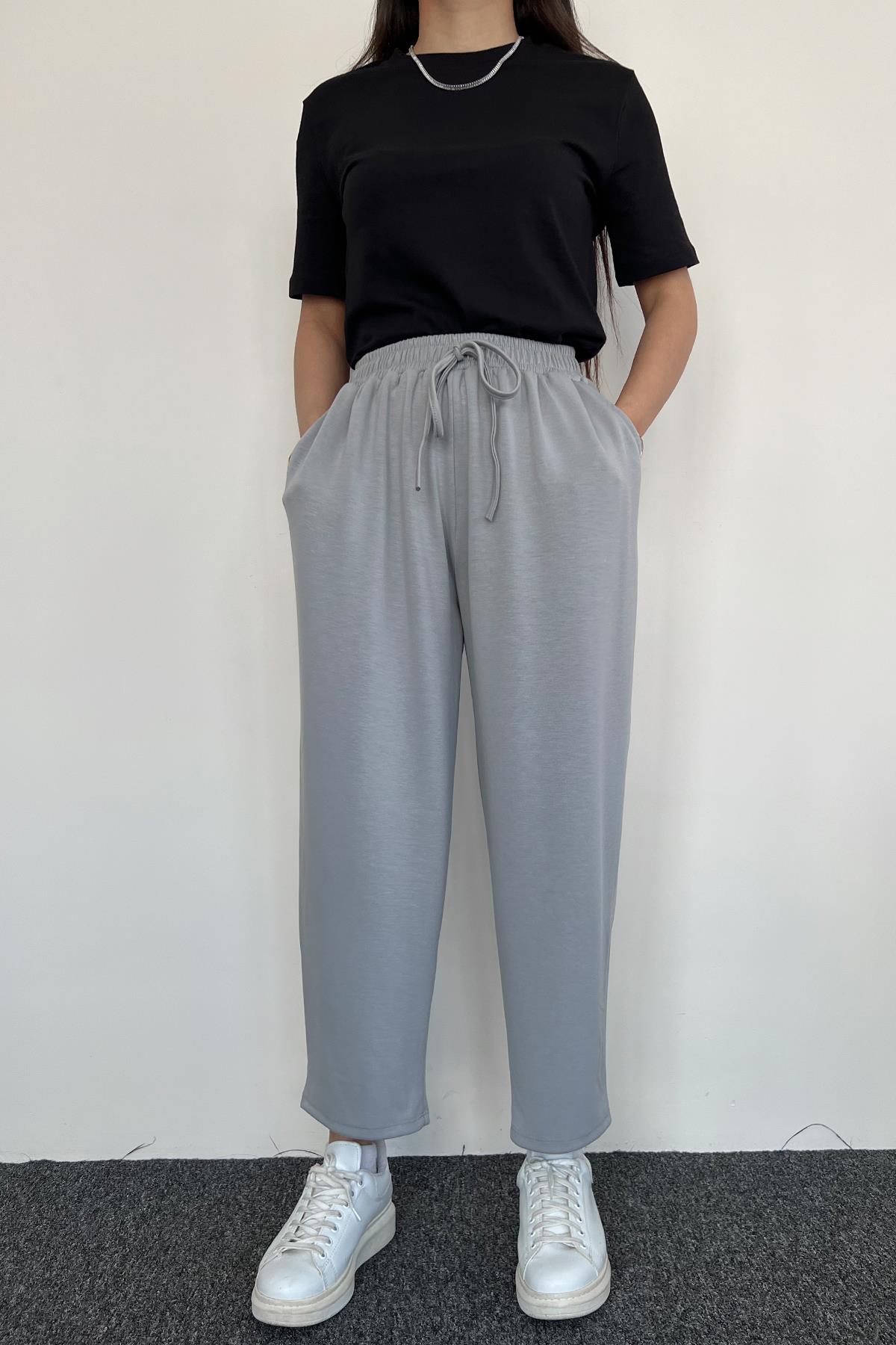 COMFY HAVUÇ KESİM BELİ LASTİKLİ EŞOFMAN ALTI GRİ