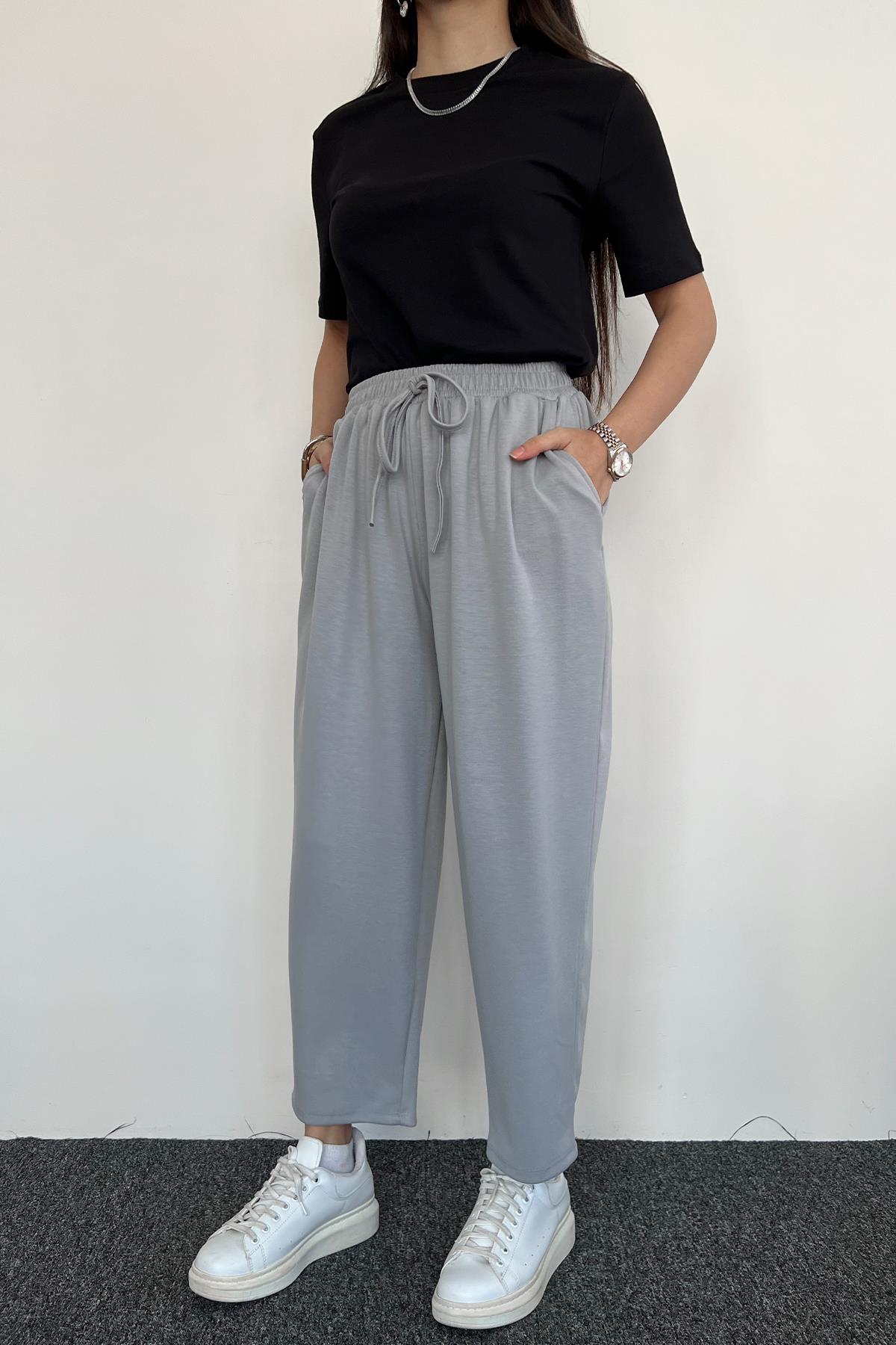 COMFY HAVUÇ KESİM BELİ LASTİKLİ EŞOFMAN ALTI GRİ