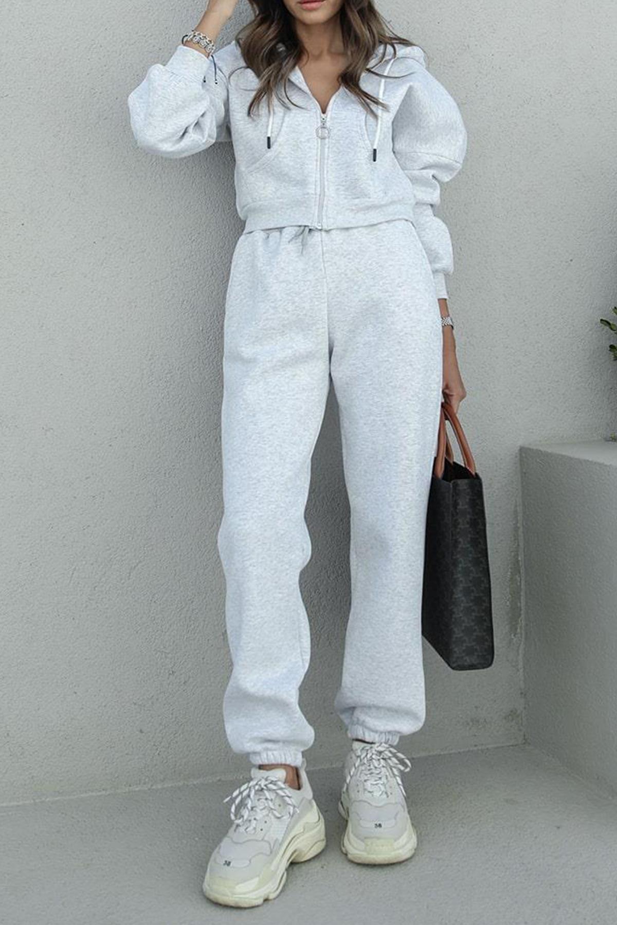 PAÇASI LASTİKLİ POLAR EŞOFMAN ALTI GRİ