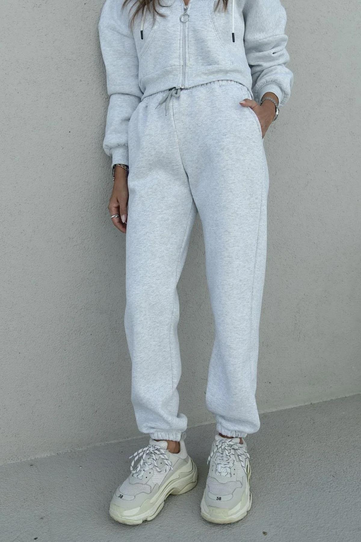 PAÇASI LASTİKLİ POLAR EŞOFMAN ALTI GRİ