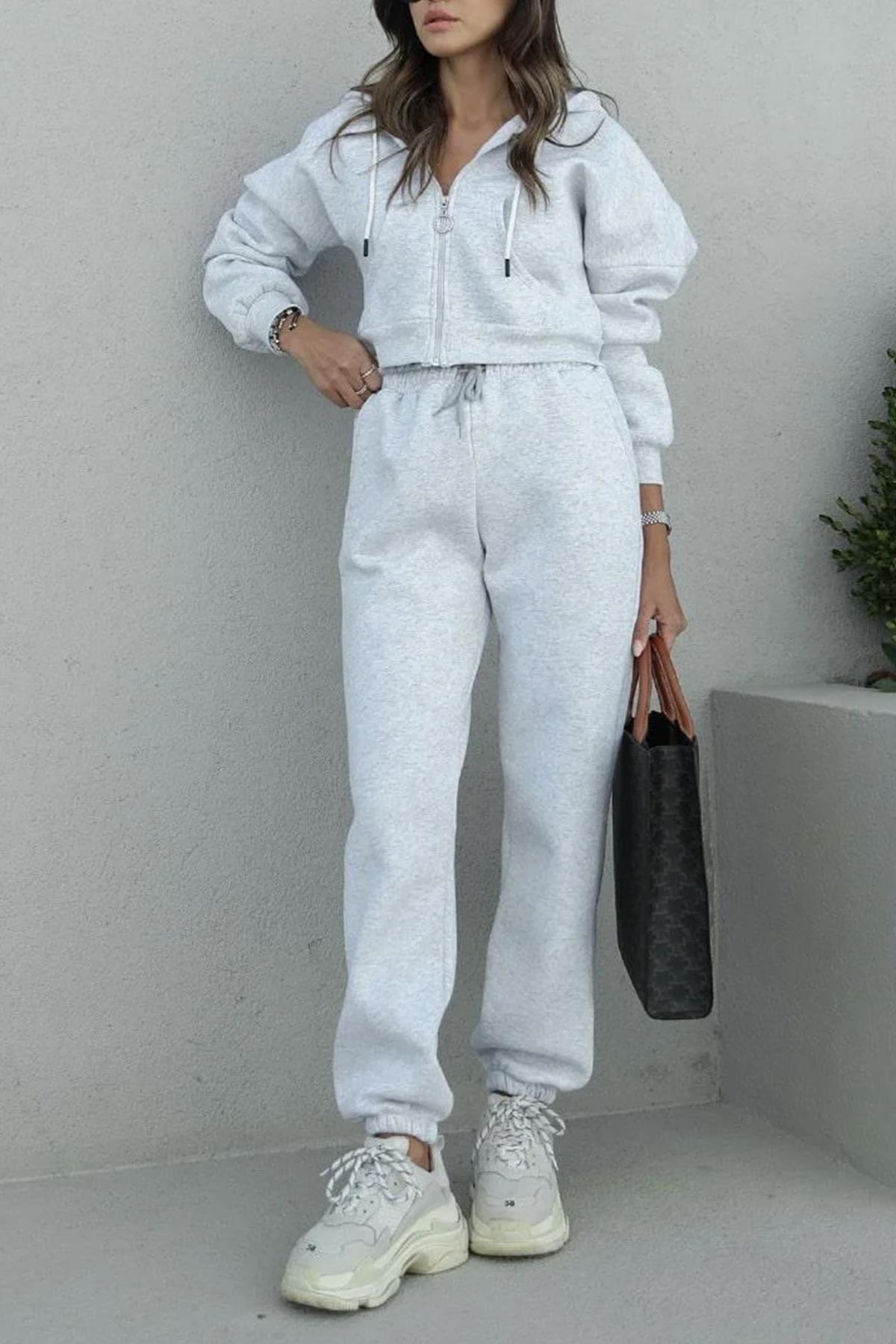 PAÇASI LASTİKLİ POLAR EŞOFMAN ALTI GRİ