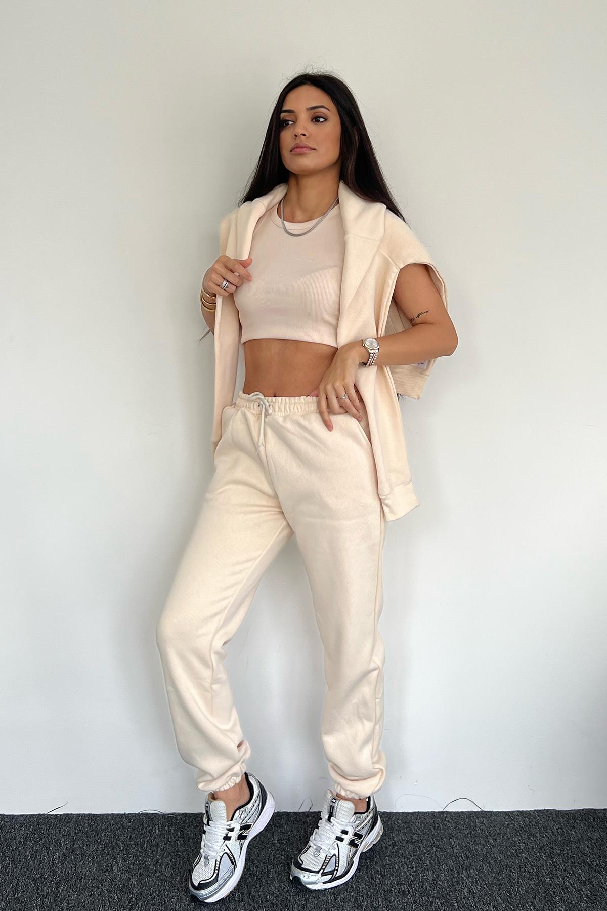 FLEECE TRACKPANTS WITH ELASTIC CLOTH