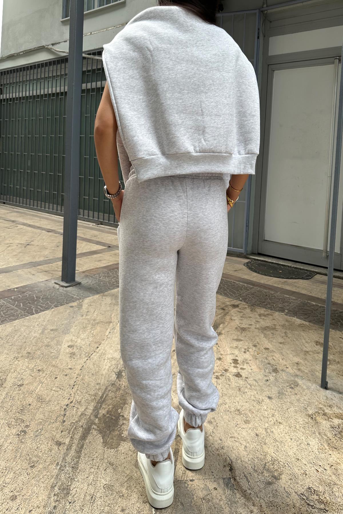 PAÇASI LASTİKLİ POLAR EŞOFMAN ALTI GRİ