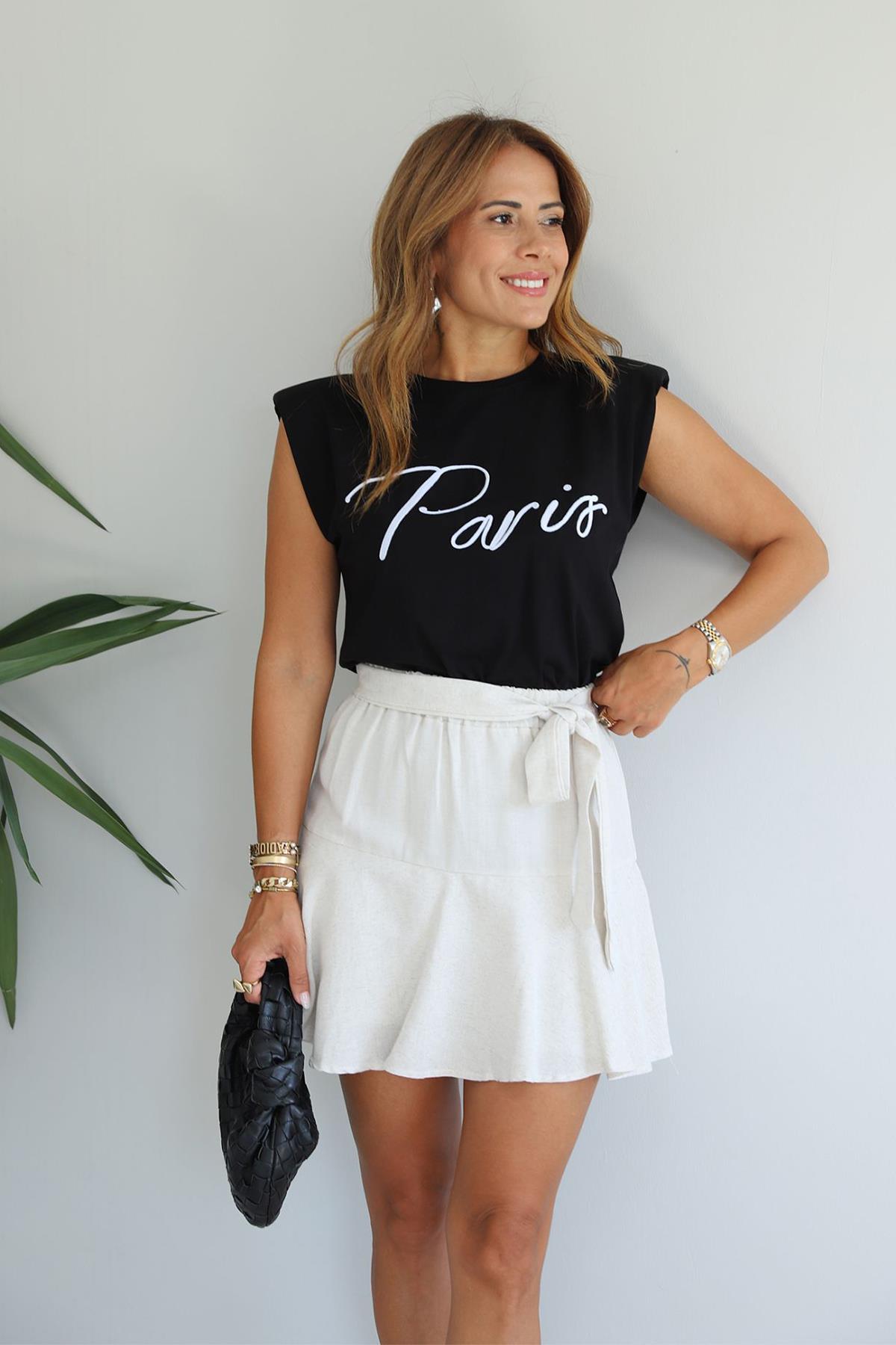 Льняная юбка-шорты