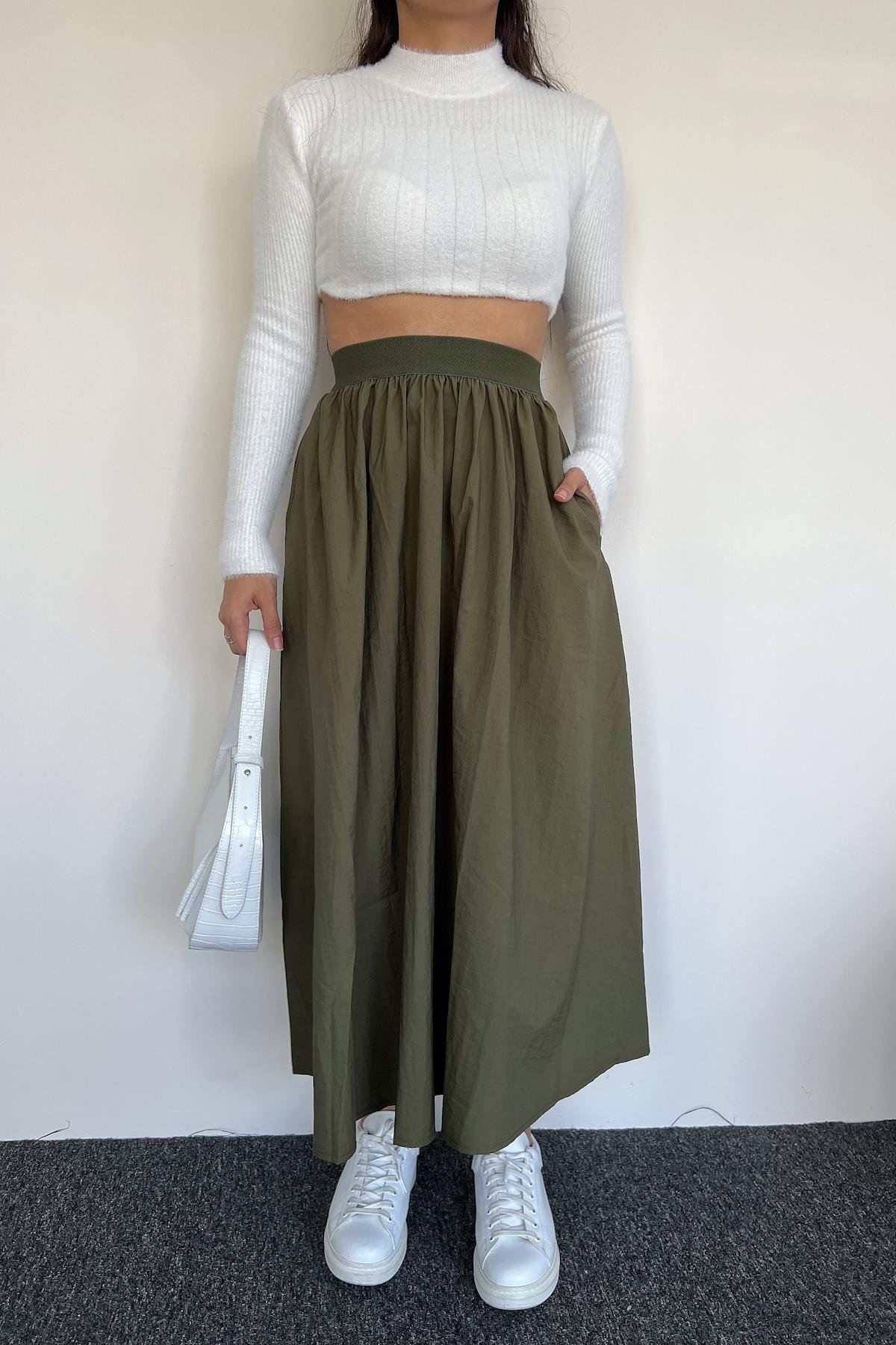 PARACHUTE FABRIC SKIRT WITH ELASTIC WAIST