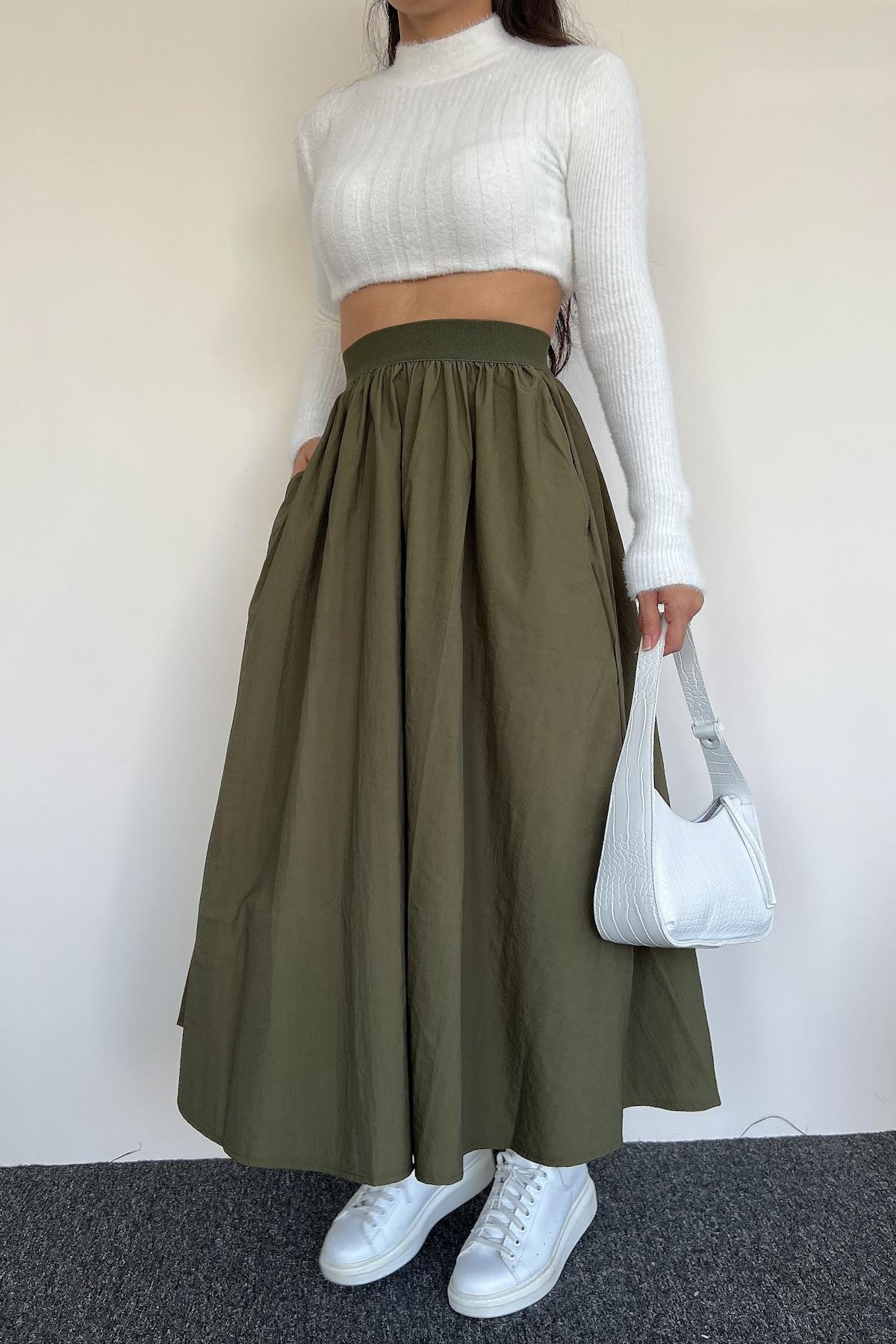 PARACHUTE FABRIC SKIRT WITH ELASTIC WAIST