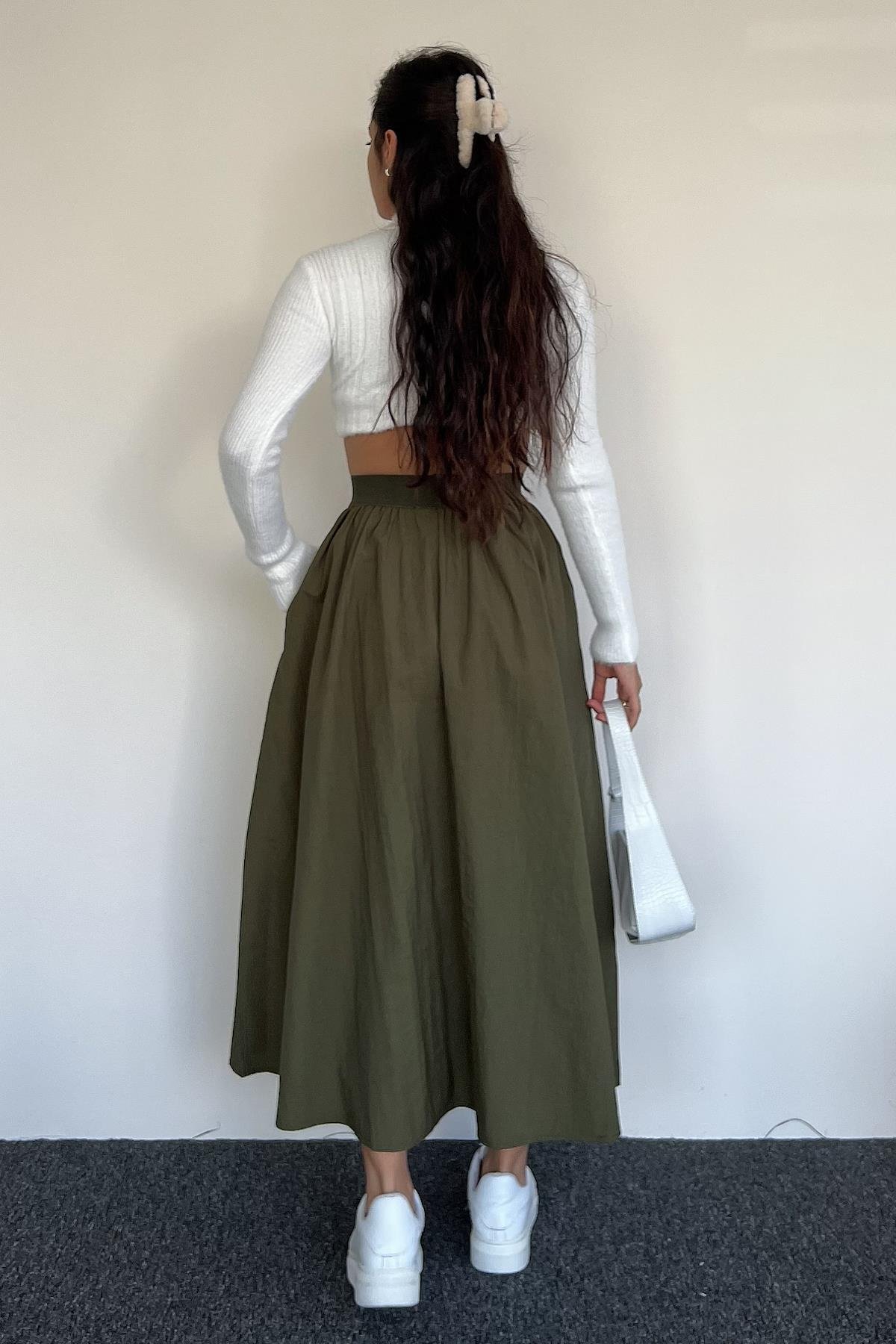 PARACHUTE FABRIC SKIRT WITH ELASTIC WAIST