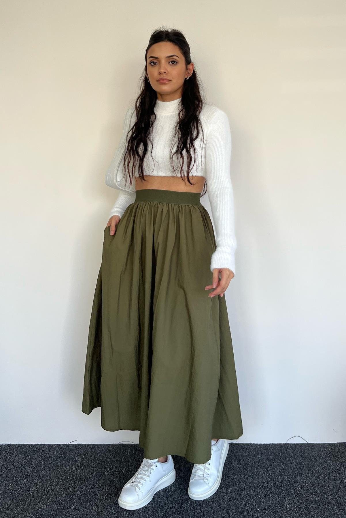 PARACHUTE FABRIC SKIRT WITH ELASTIC WAIST