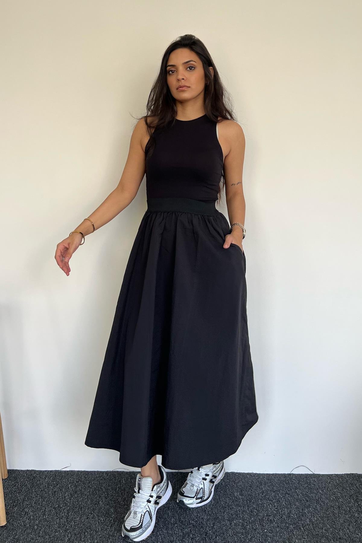 PARACHUTE FABRIC SKIRT WITH ELASTIC WAIST