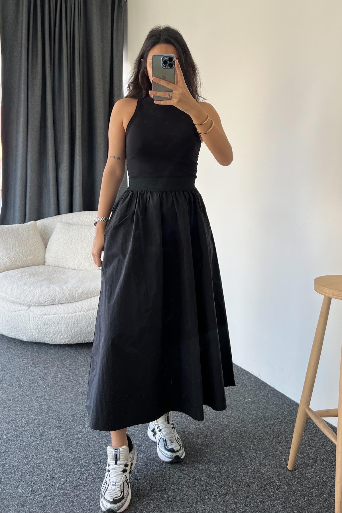 PARACHUTE FABRIC SKIRT WITH ELASTIC WAIST