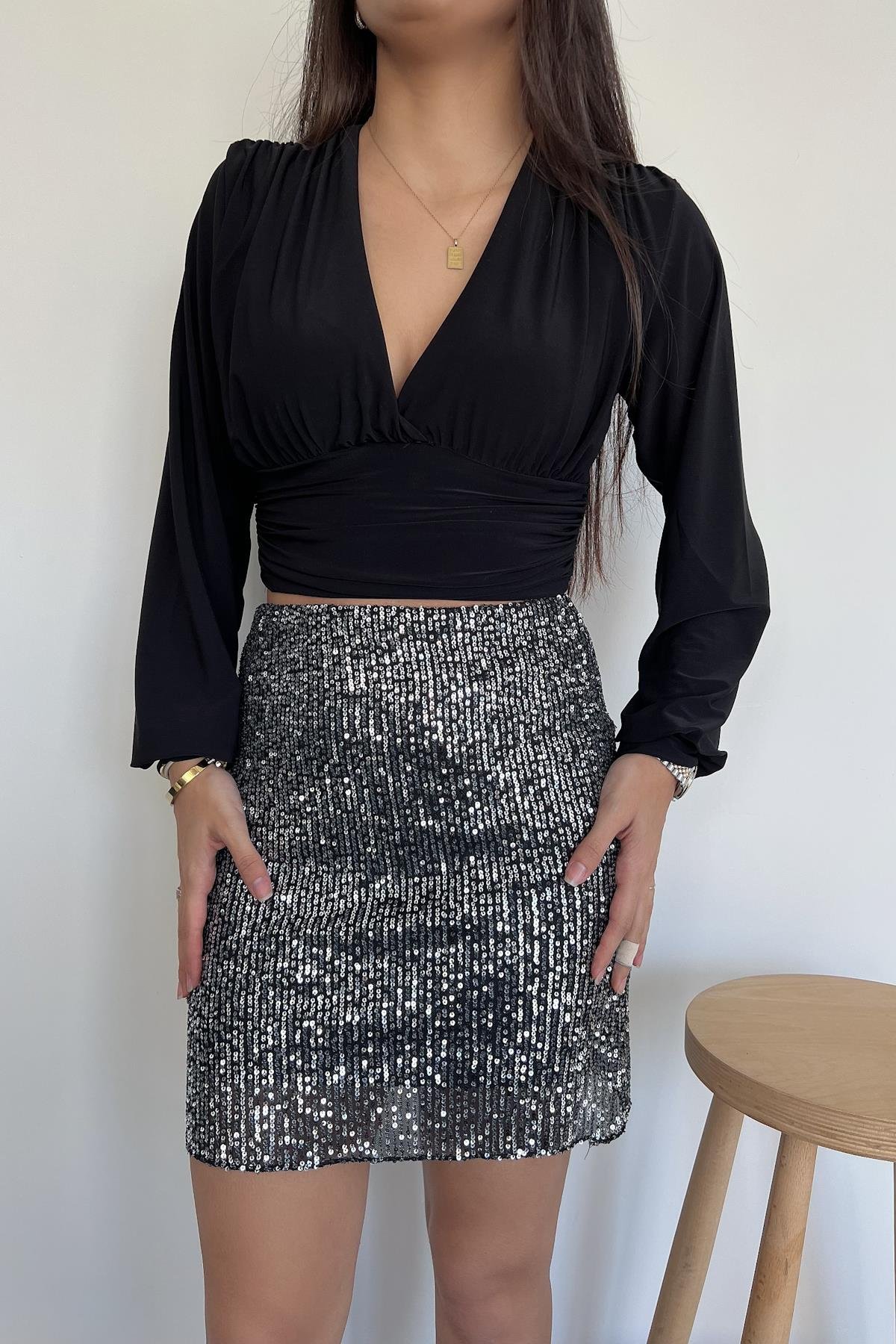 PUL PAYET MİNİ  ETEK GRİ