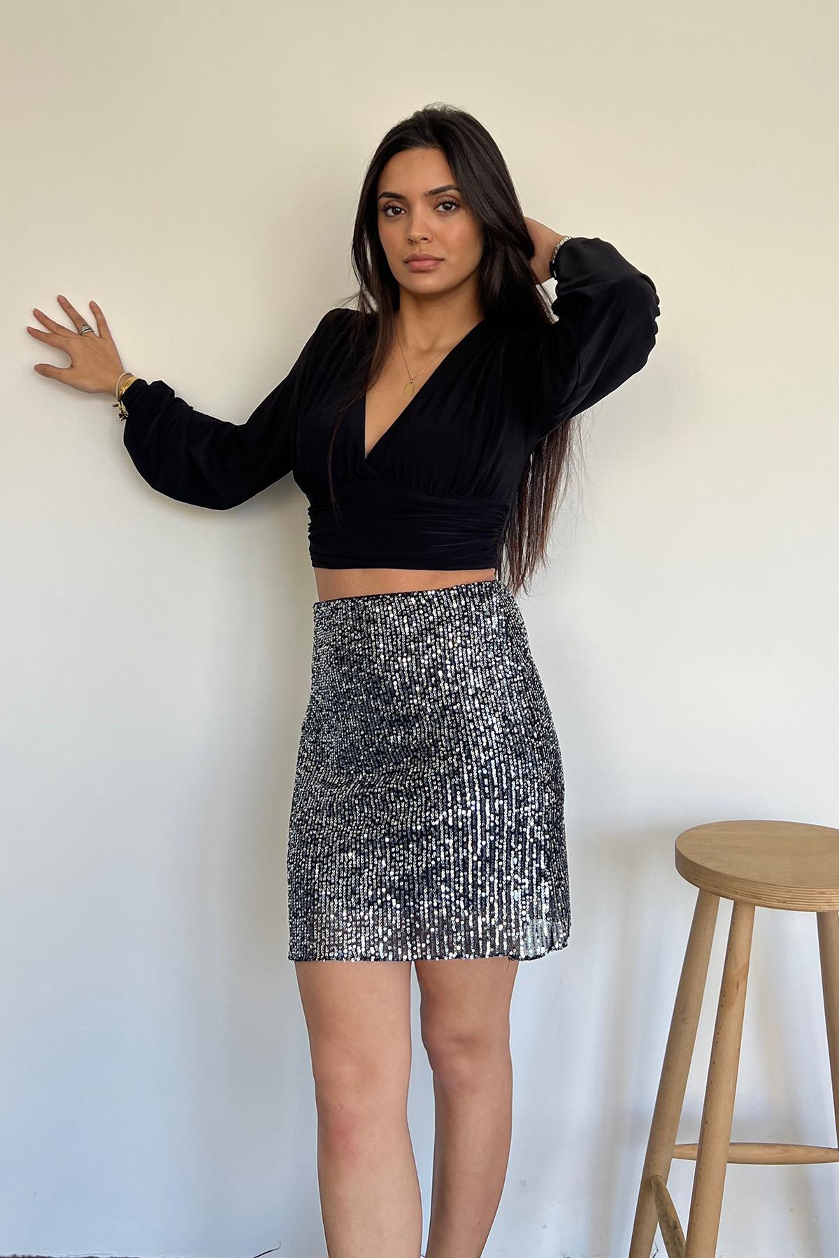 PUL PAYET MİNİ  ETEK GRİ