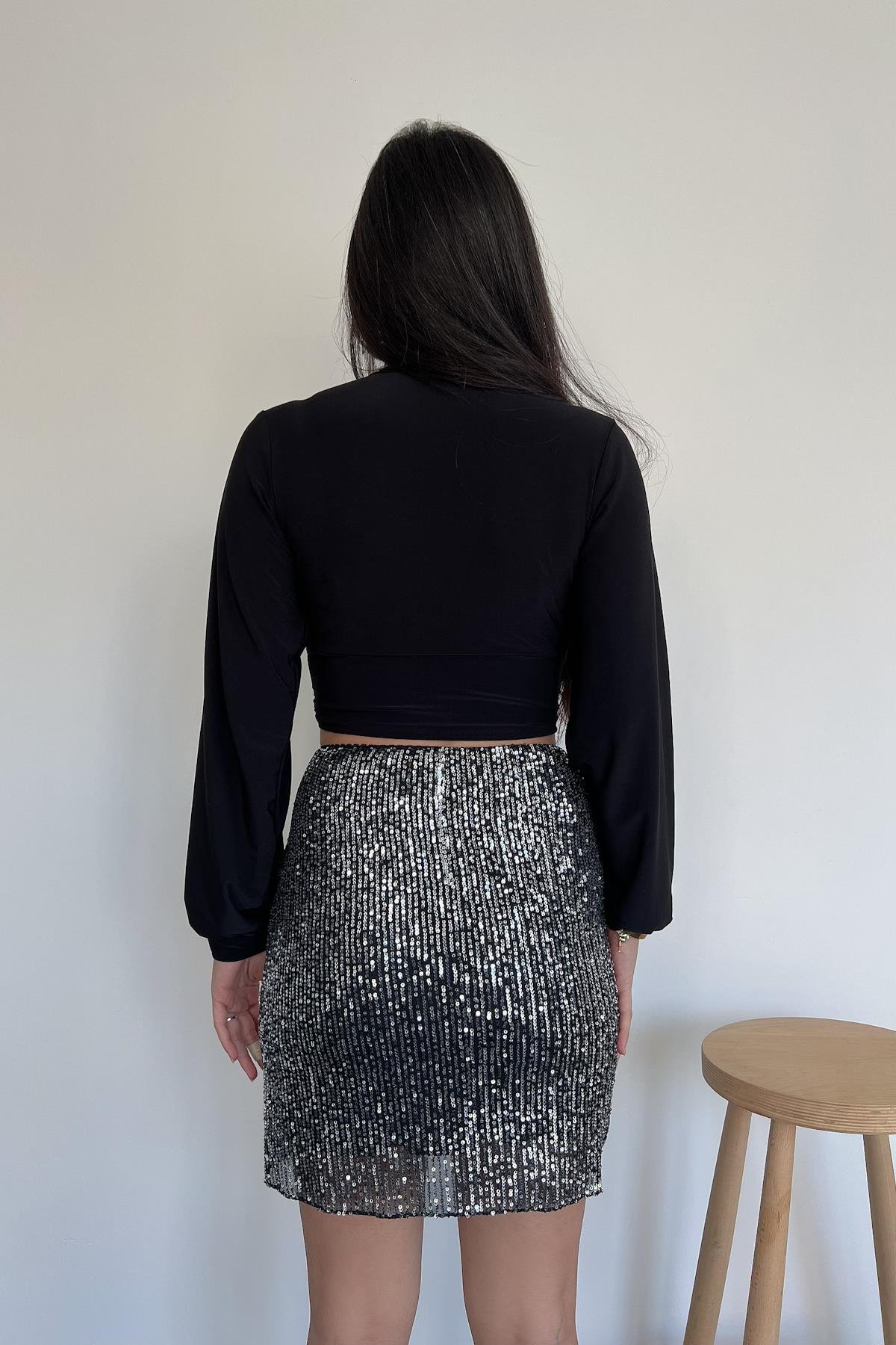 PUL PAYET MİNİ  ETEK GRİ