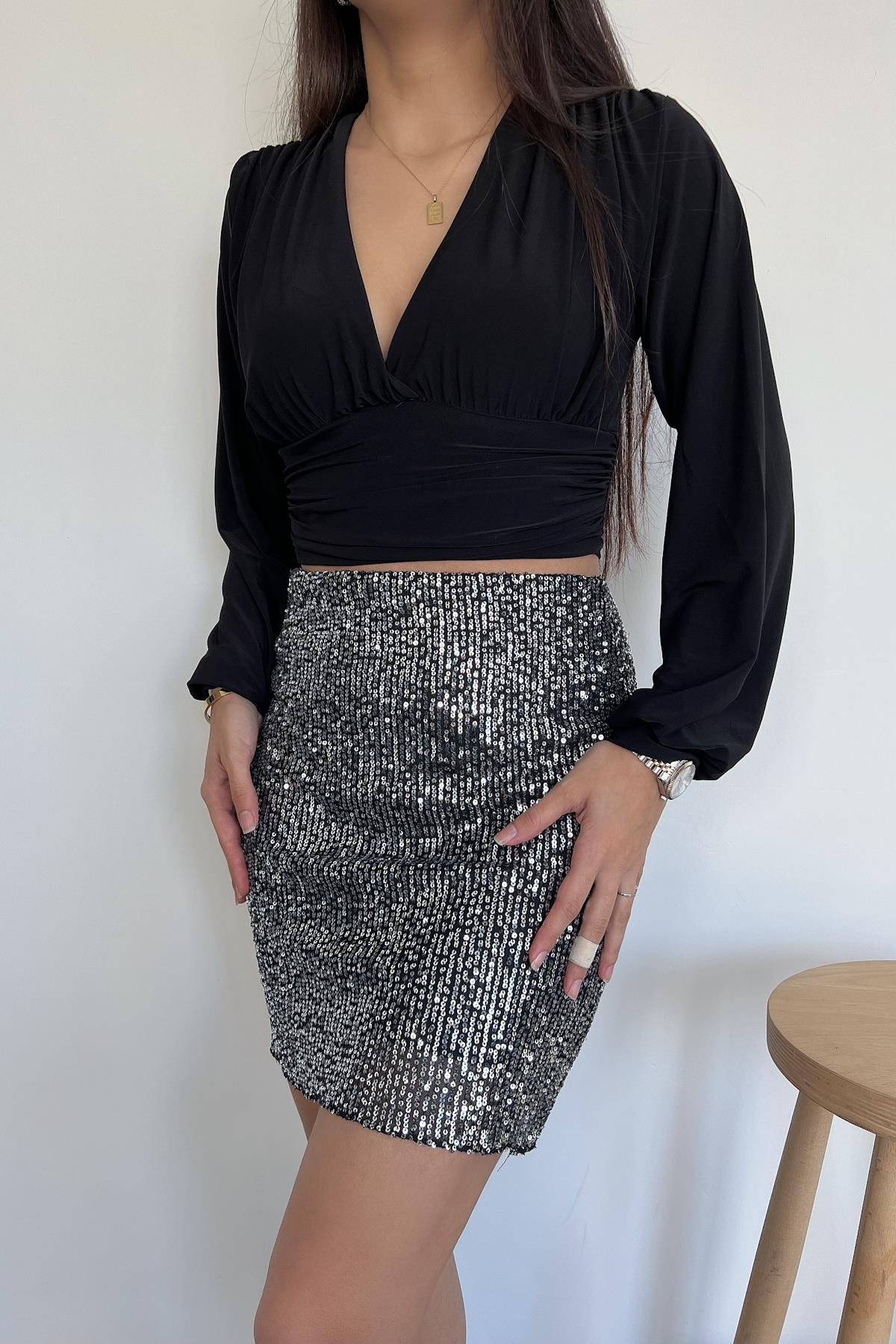 PUL PAYET MİNİ  ETEK GRİ