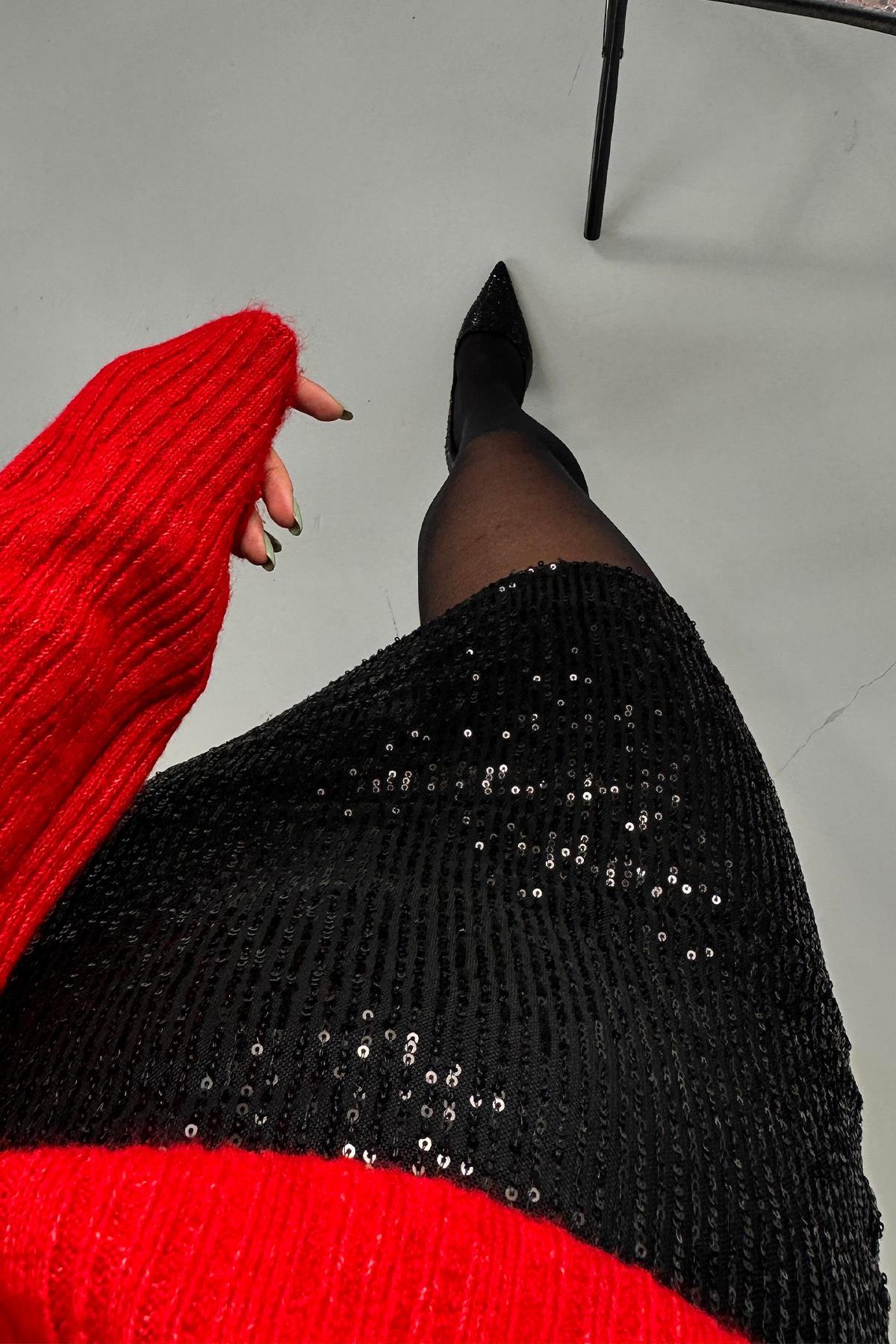 PUL PAYET MİNİ  ETEK SİYAH