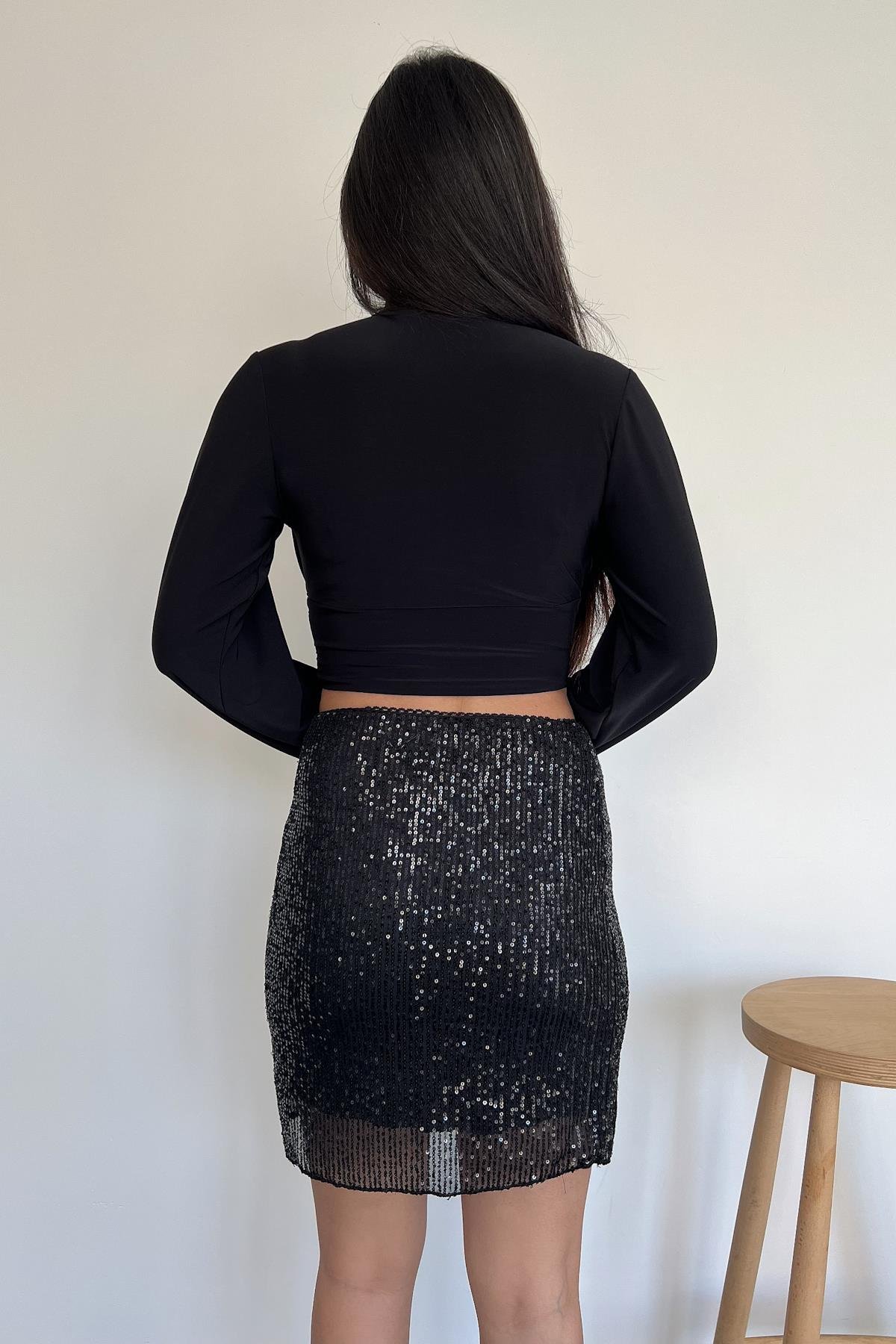 PUL PAYET MİNİ  ETEK SİYAH