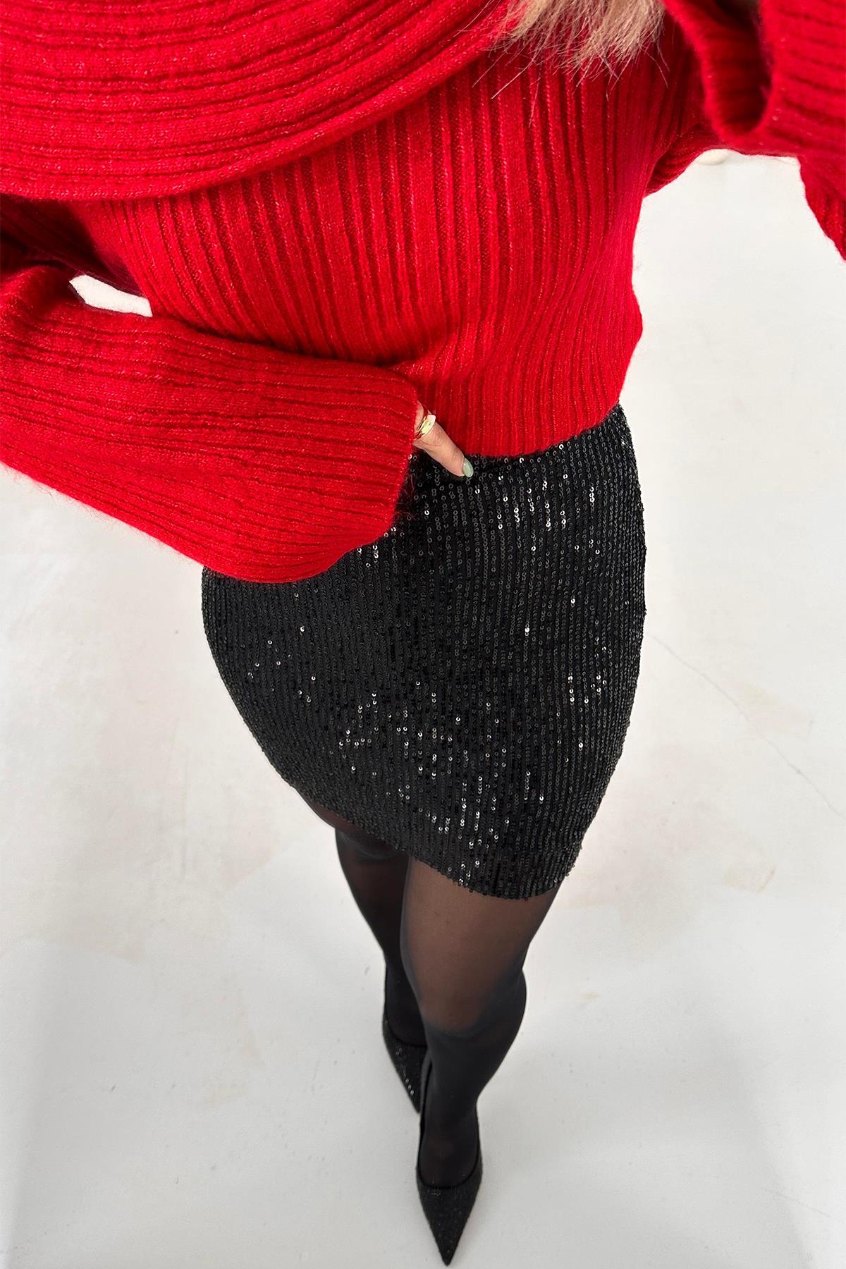 PUL PAYET MİNİ  ETEK SİYAH