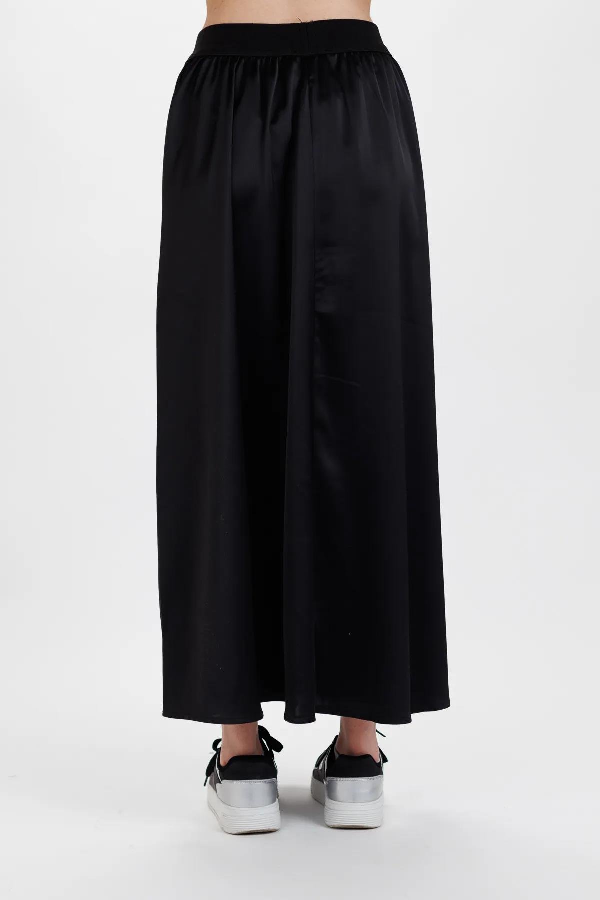 PURE BELİ LASTİKLİ SATEN ETEK SİYAH