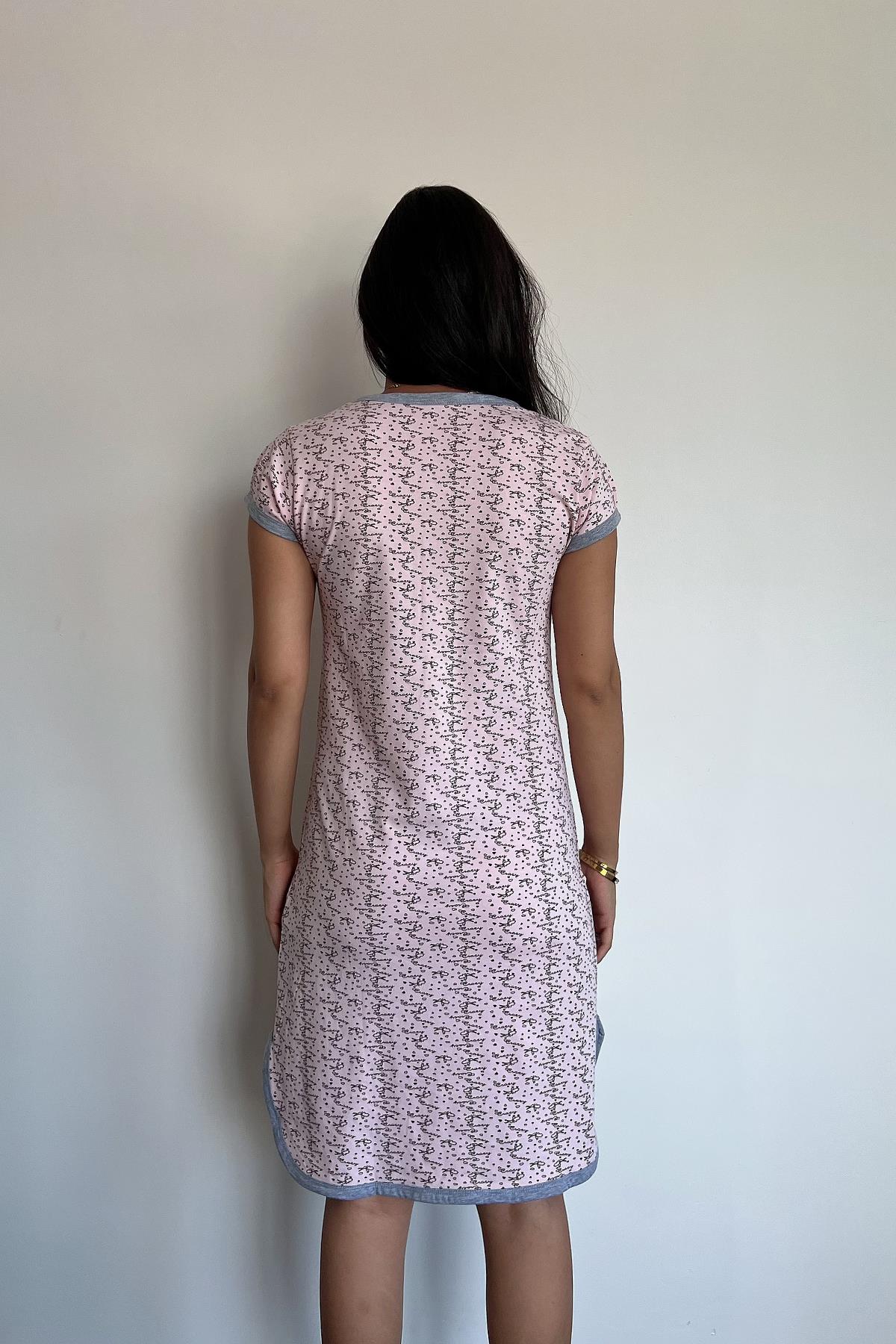 Desenli Önü Düğmeli Gecelik STDRT