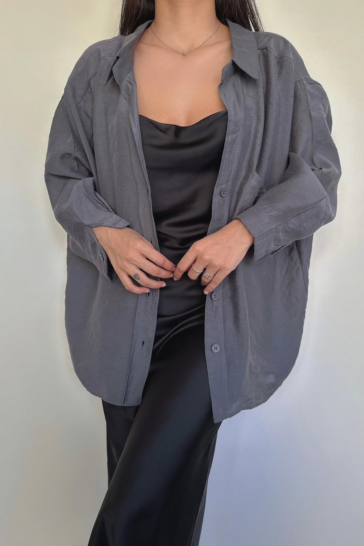 РУБАШКА ОВЕРСАЙЗ С НИЗКИМИ ПЛЕЧАМИ