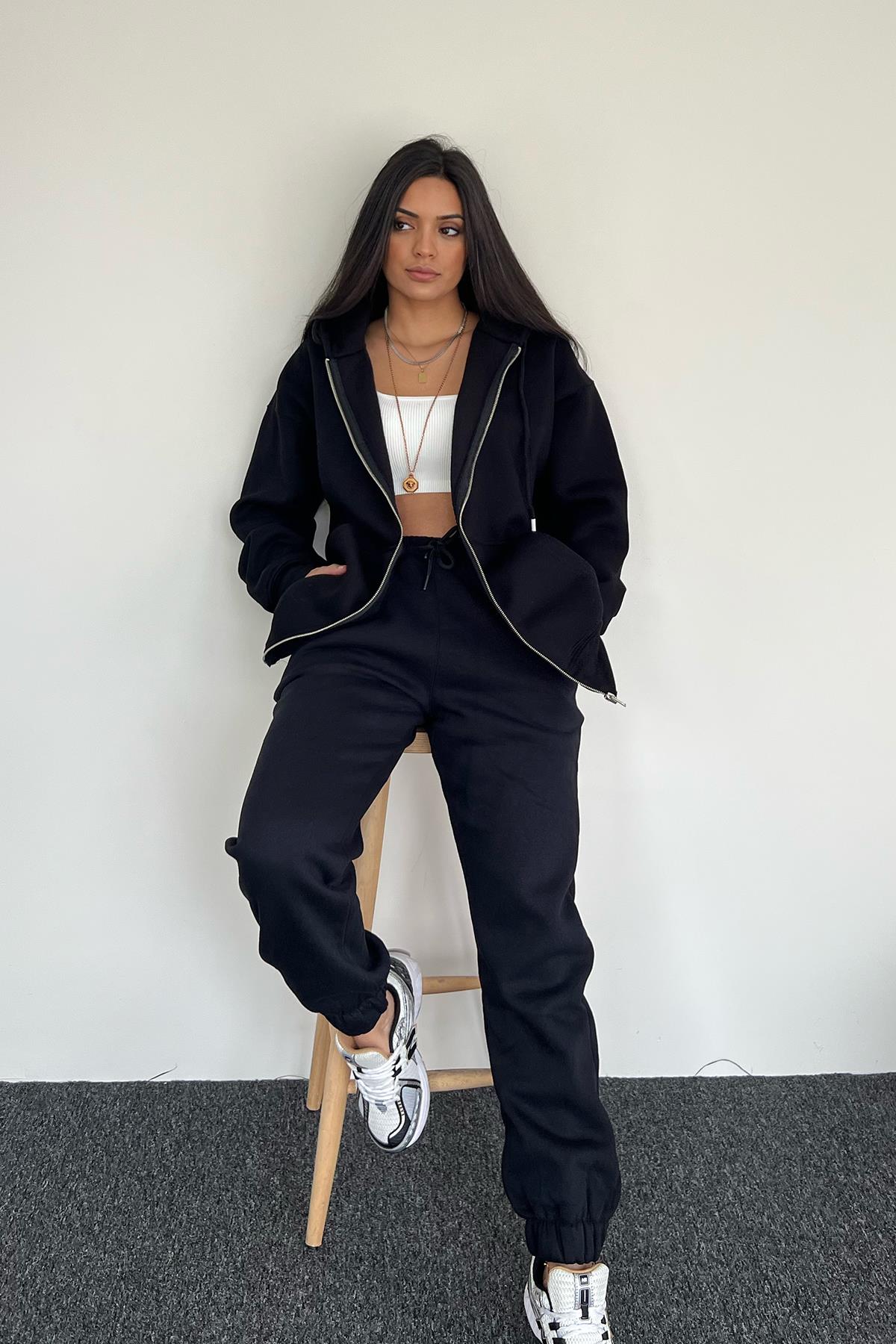 3 THREAD ZIPPER HOODED CARDIGAN