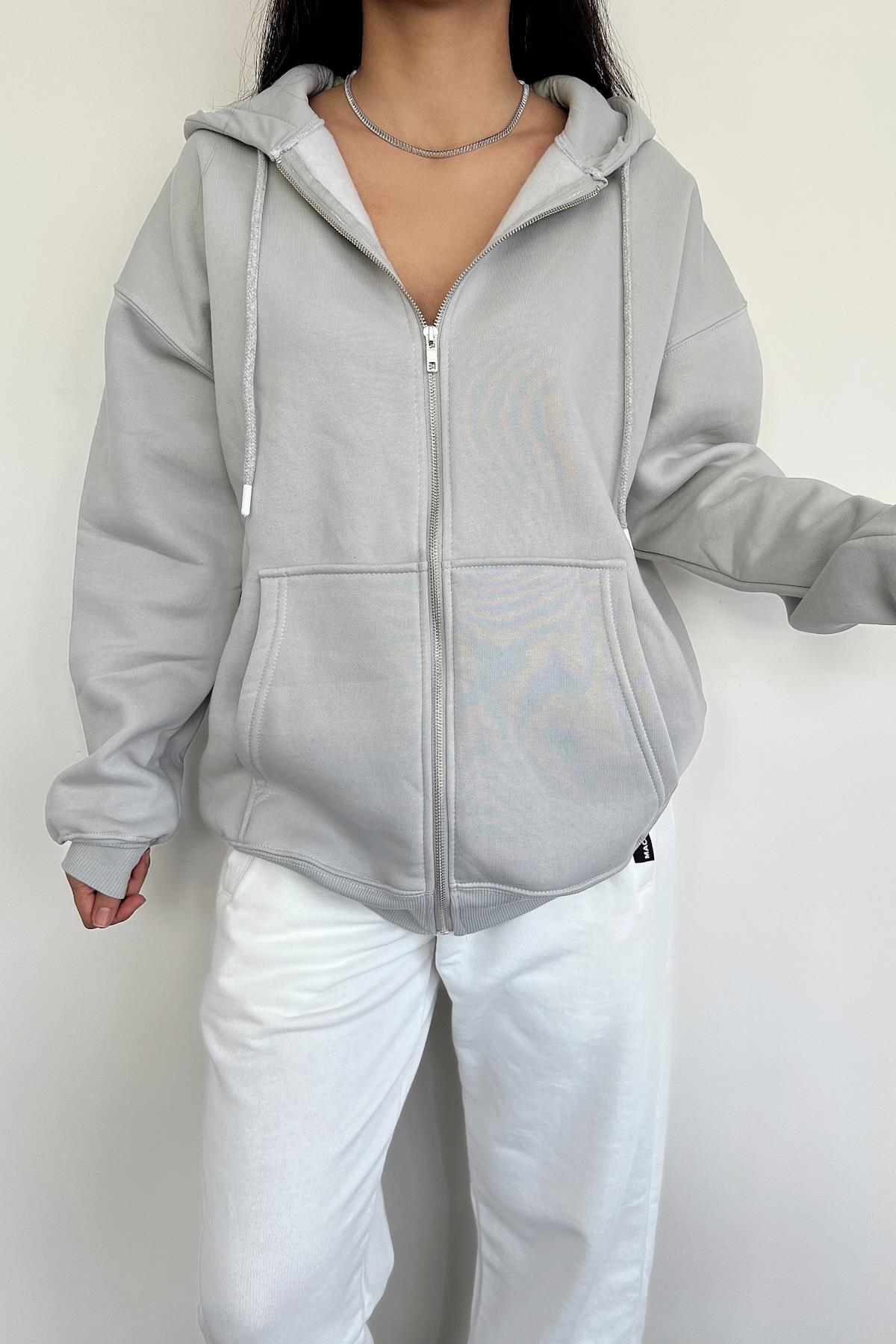 KAPUZEN-CARDIGAN MIT 3-FADEN-REISSVERSCHLUSS