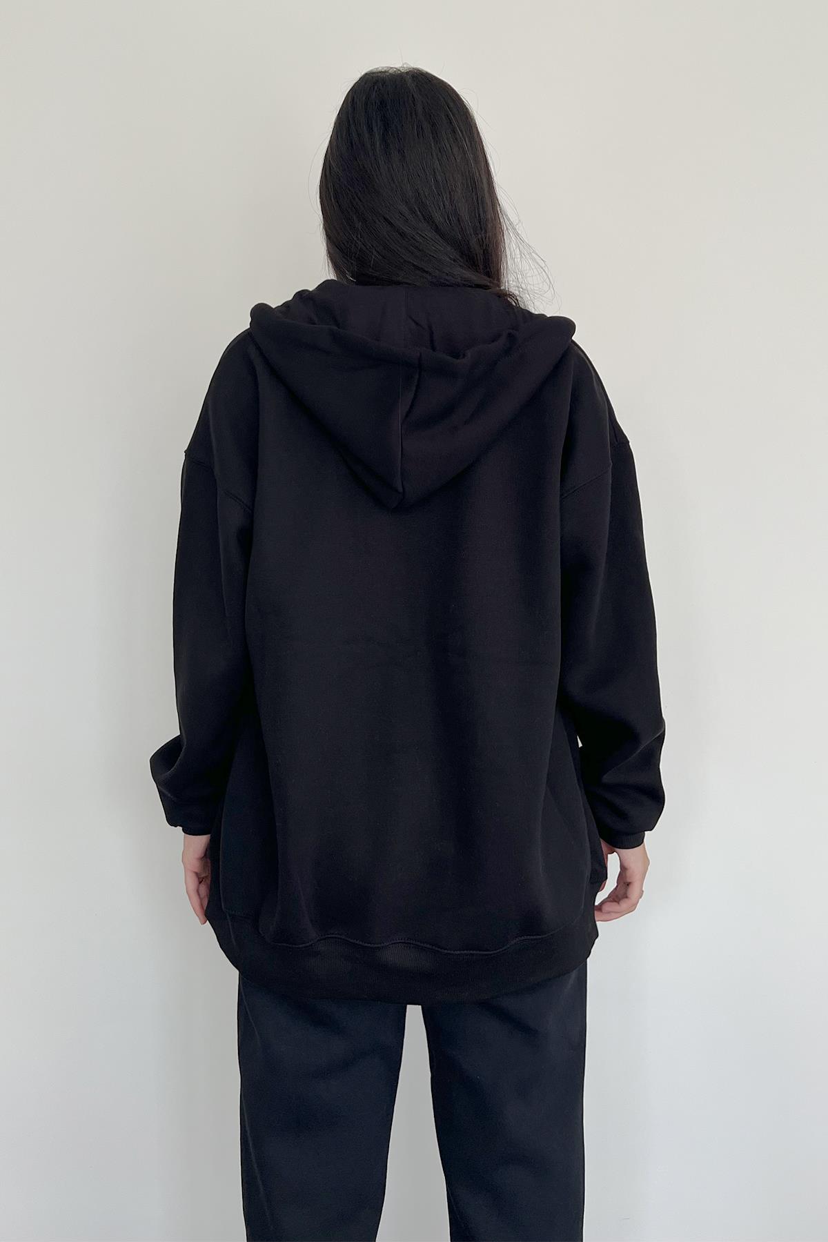 3 THREAD ZIPPER HOODED CARDIGAN