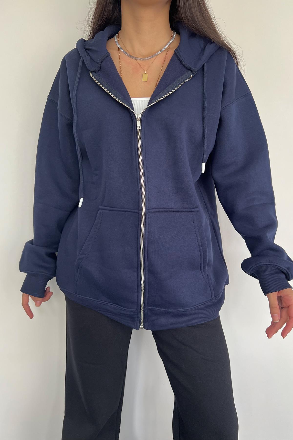 KAPUZEN-CARDIGAN MIT 3-FADEN-REISSVERSCHLUSS