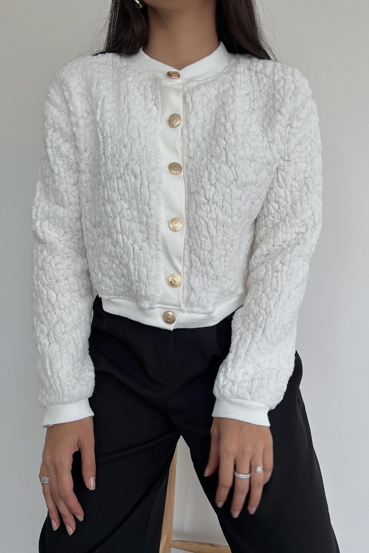 ПЛЮШОВЫЙ КАРДИГАН НА ПУГОВИЦАХ
