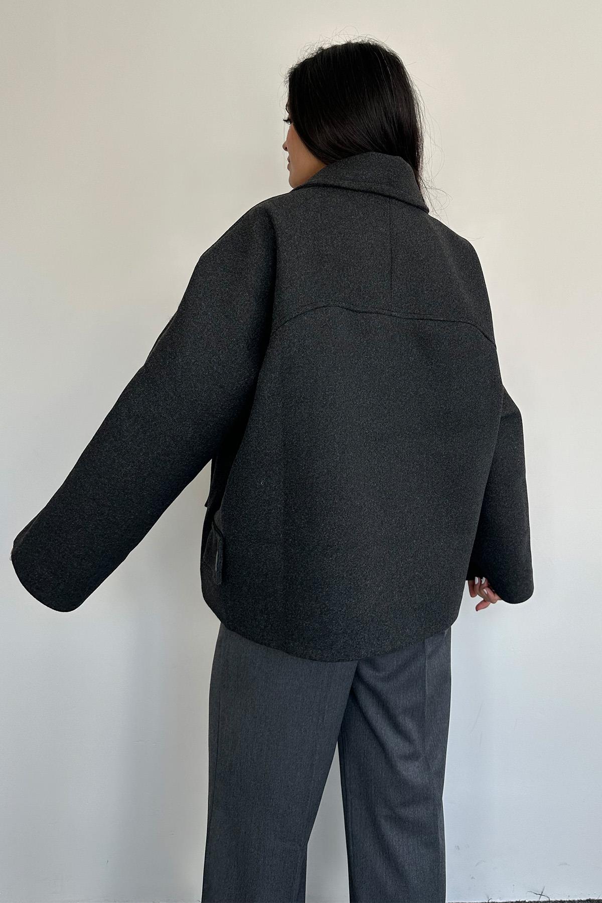 KISA ASTARLI OVERSİZE KAŞE KABAN ANTRASİT