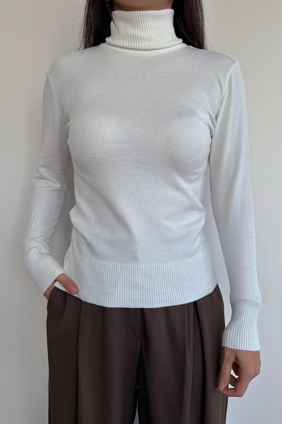 DÜZ BALIKÇI YAKA TRİKO KAZAK EKRU