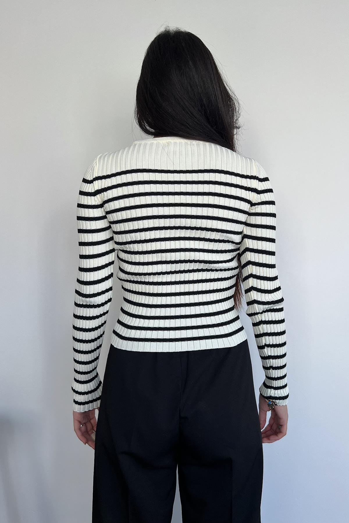 FİTİLLİ ÇİZGİLİ TRİKO KREM