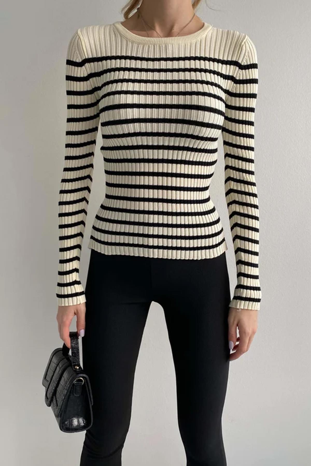 FİTİLLİ ÇİZGİLİ TRİKO KREM