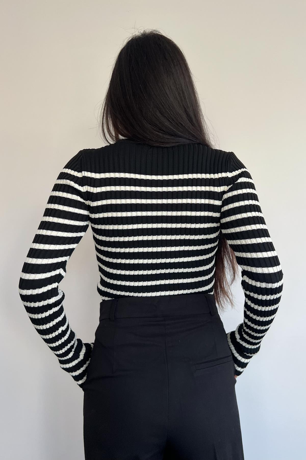 FİTİLLİ ÇİZGİLİ TRİKO SİYAH