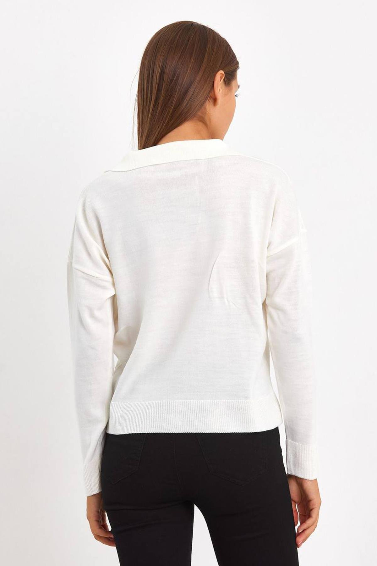 POLO YAKA TRİKO KREM