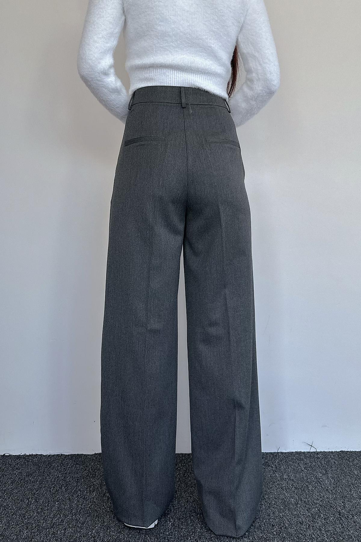 BELİ DÜĞME DETAYLI CEPLİ PALAZZO PANTOLON ANTRASİT