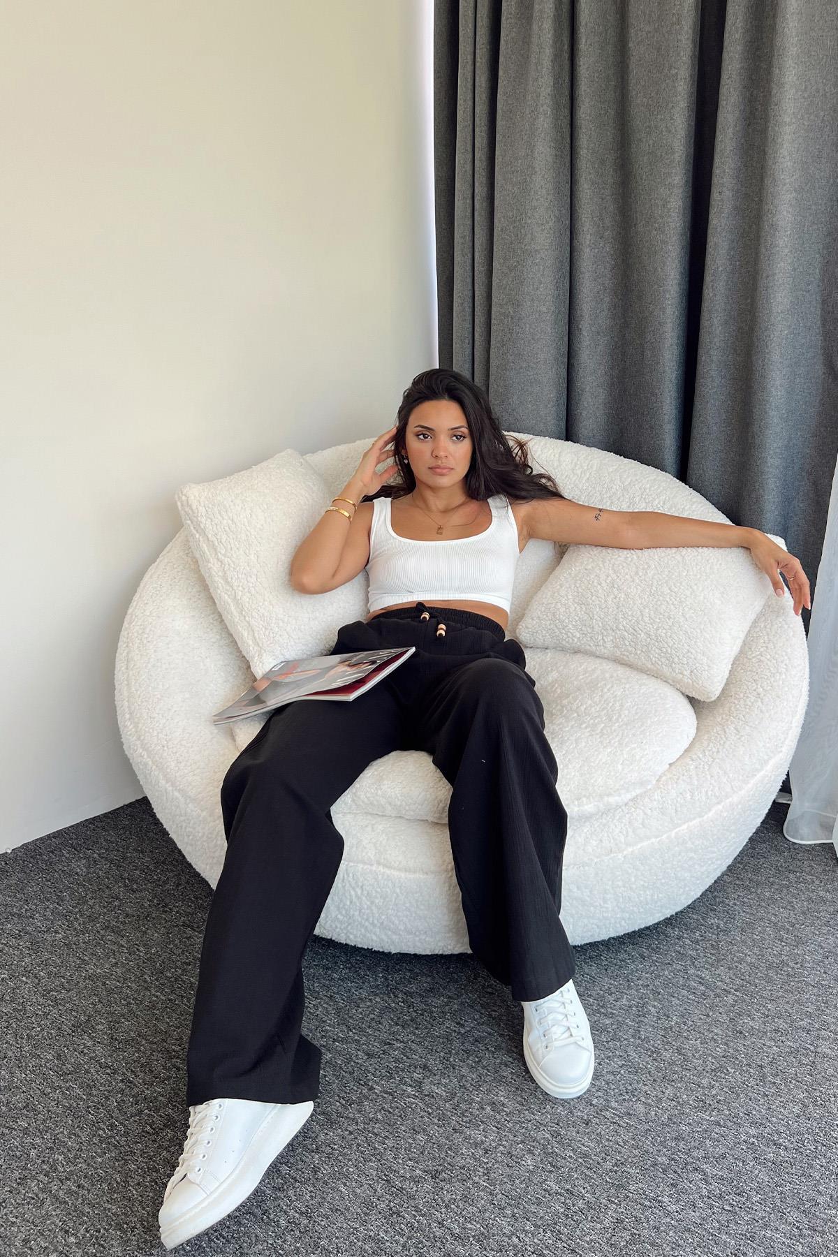 Hose aus Baumwolle mit elastischem Bund und Perlendetails