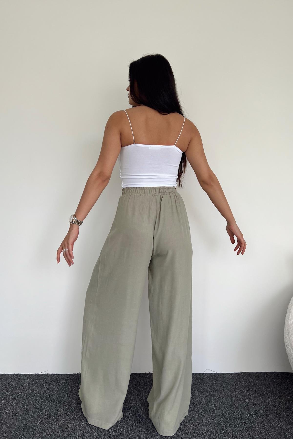 بنطال بالازو بخصر مطاطي