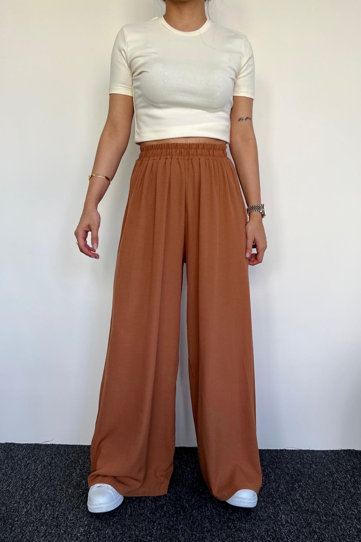 بنطال بالازو بخصر مطاطي