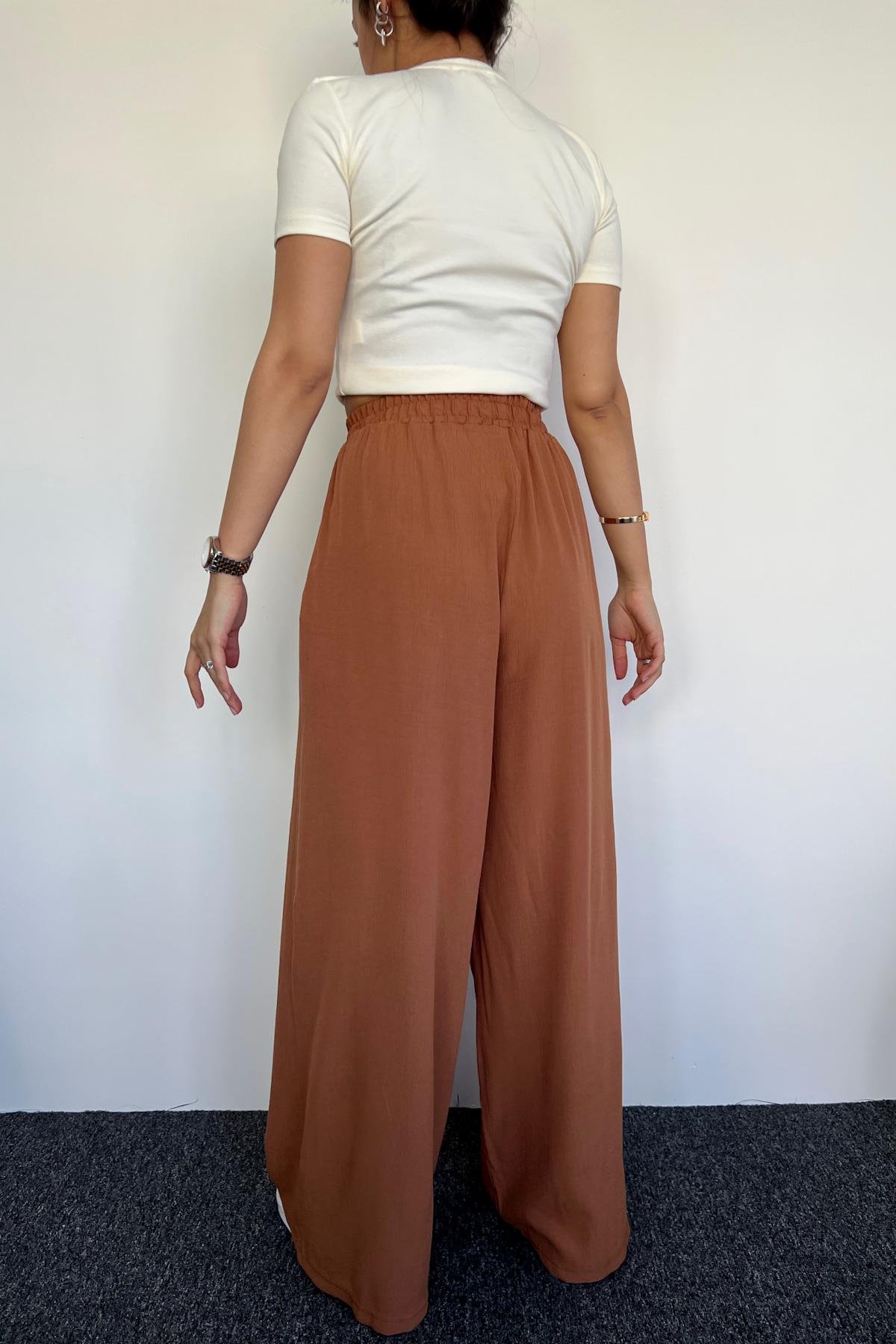 بنطال بالازو بخصر مطاطي