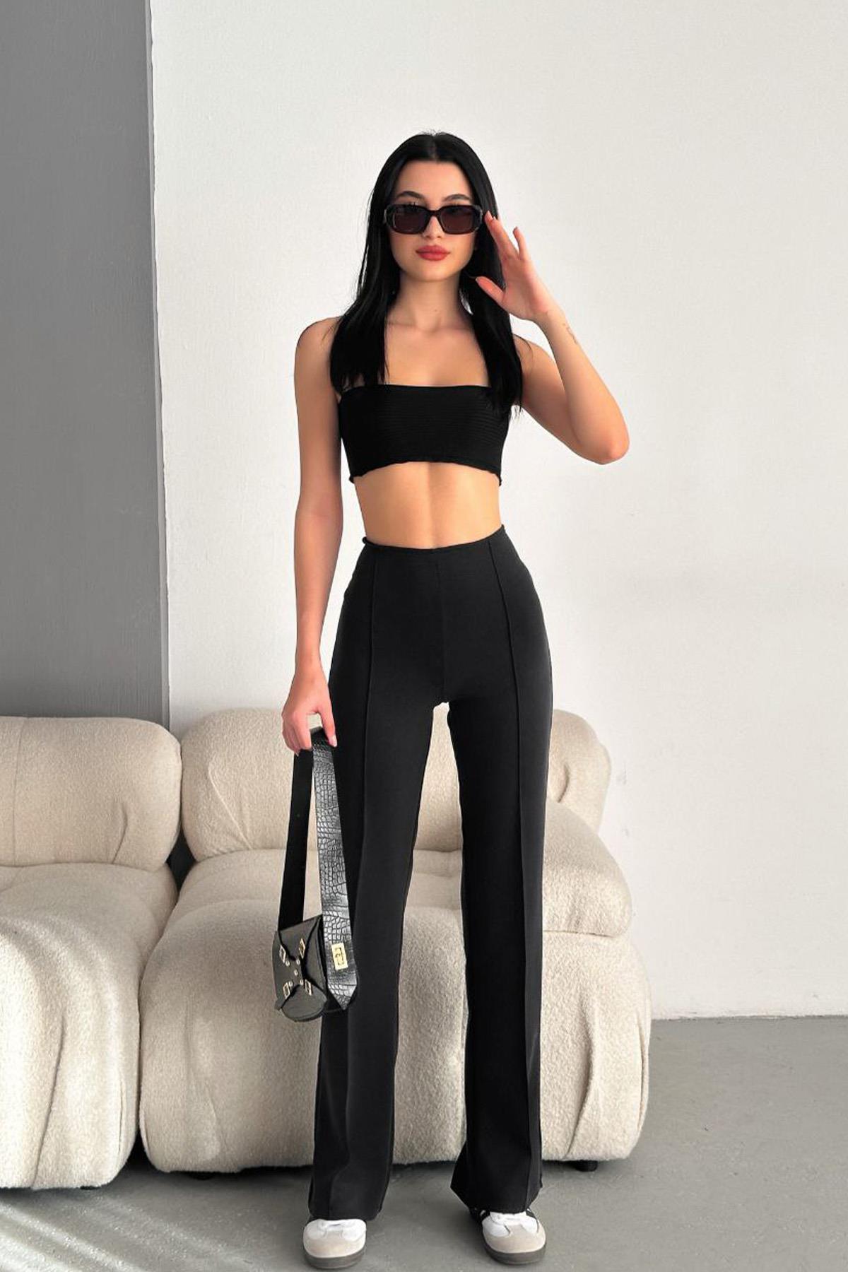 BOL PAÇA ESNEK MODAL PANTOLON SİYAH