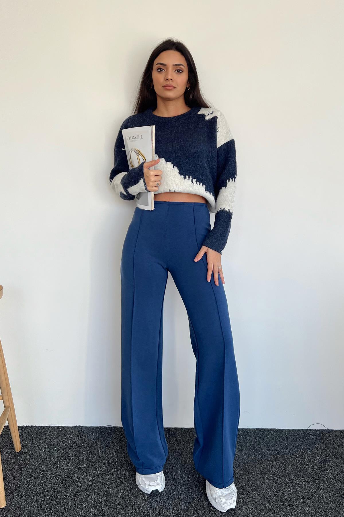 BOL PAÇA ESNEK MODAL PANTOLON LACİVERT