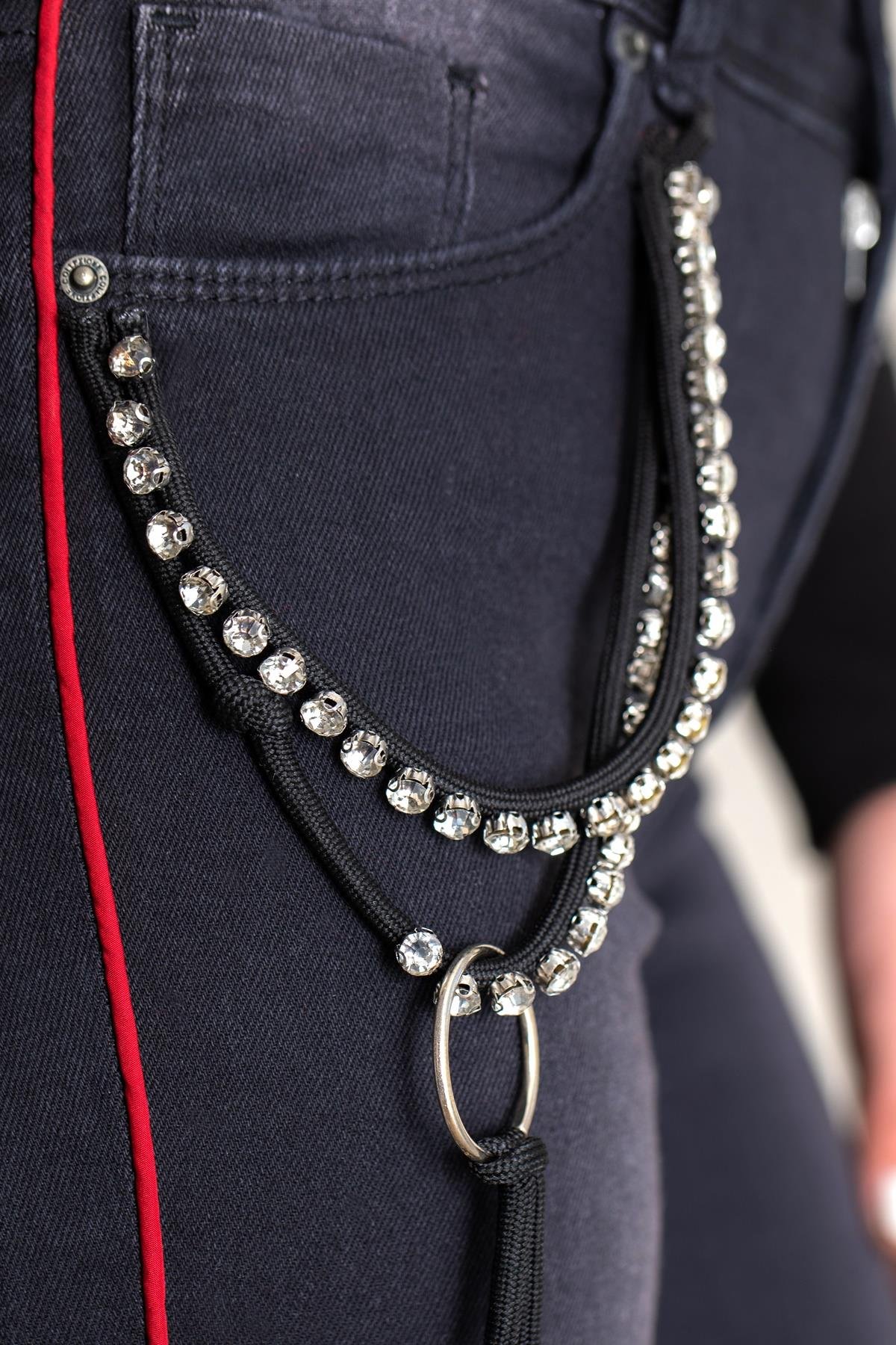 CEBİ ZİNCİR DETAYLI PANTOLON SİYAH