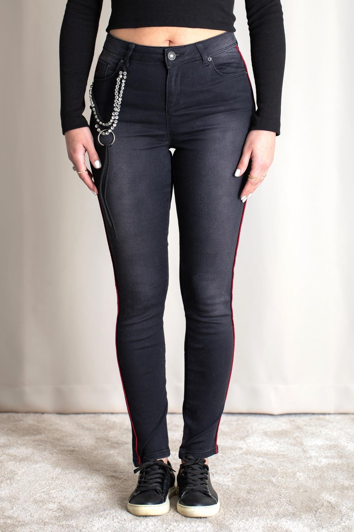 CEBİ ZİNCİR DETAYLI PANTOLON SİYAH