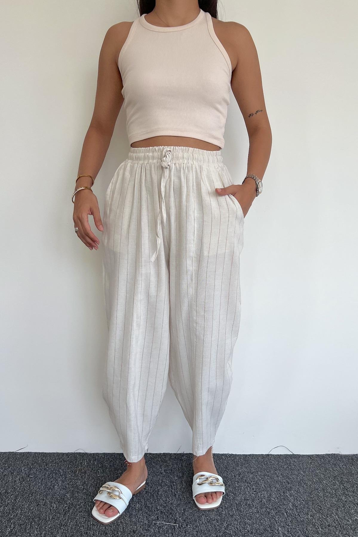 SHALWAR-HOSE AUS LEINEN