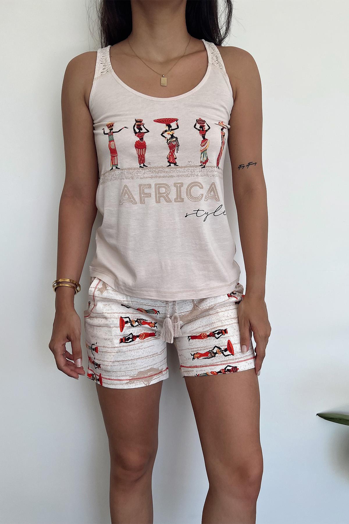 Afrika Etnik Desenli ve Baskılı Dantelli 